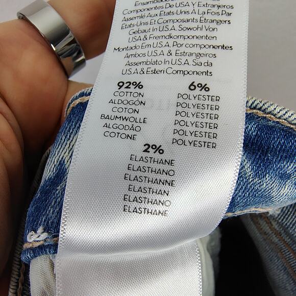 MOTHER The Tripper Jeans Cut Flowers Blue Distressed Denim Size 26 - Picture 14 of 16